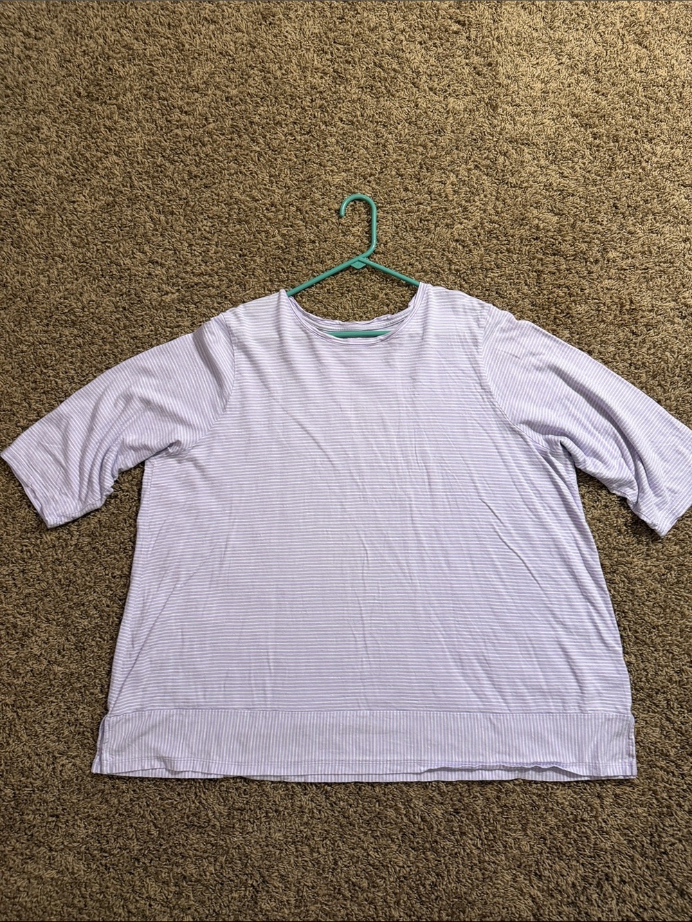 Lands' End Light Lavender & White Striped Long-Sleeve Tee